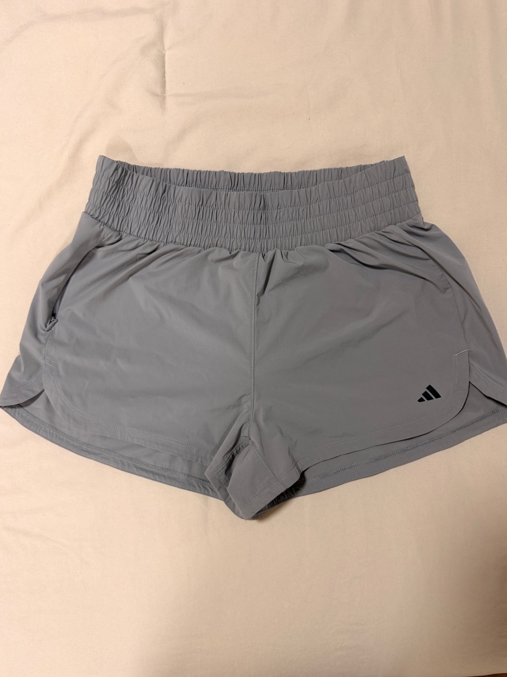 Adidas Light Gray Women's Athletic Shorts - Elastic Waist Running Shorts